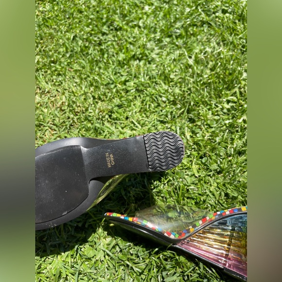 Y2K Vintage Clear Rainbow Heel with Checkerboard Footbed - Picture 8 of 13